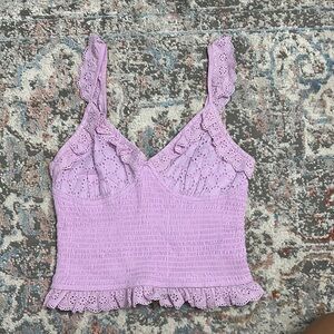 Japna Lavender Eyelet Crop Top